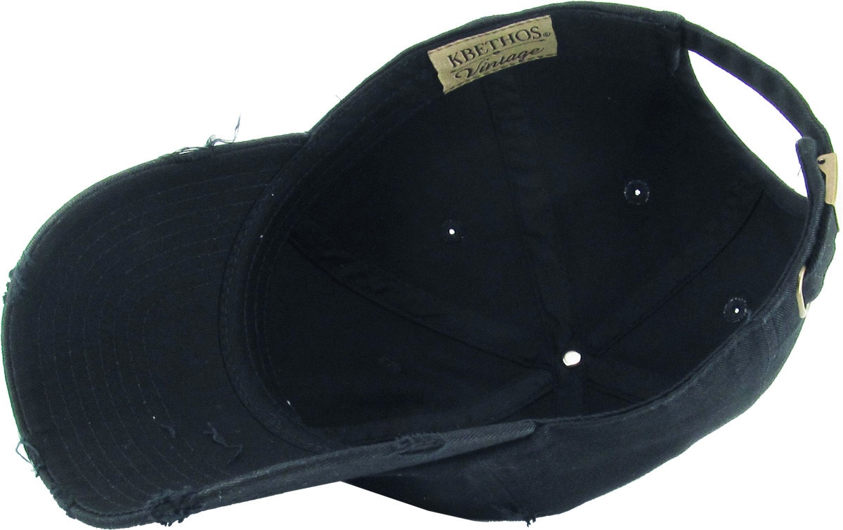 Navy Blue Distressed Vintage Baseball Cap Inside Turned Over View